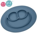 EZPZ Silikonowy talerzyk z podkładką mały 2w1 Mini Mat ciemny niebieski 7.jpg