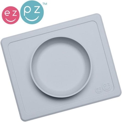 EZPZ Silikonowa miseczka z podkładką 2w1 Mini Bowl pastelowa szarość 2.jpg