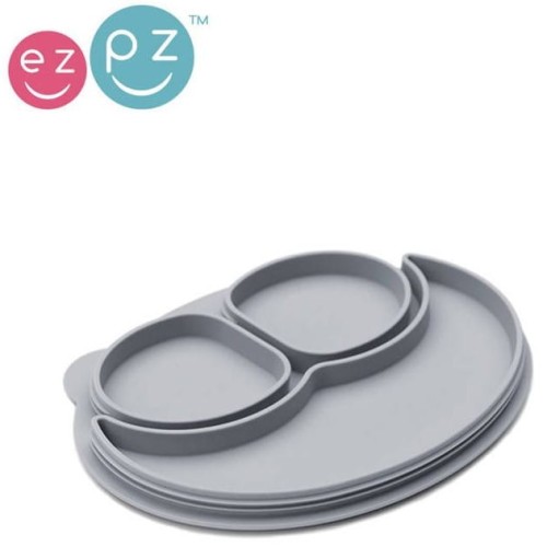 EZPZ Silikonowa pokrywka do małego talerzyka Mini Mat pastelowa szarość.jpg