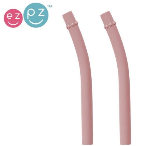 EZPZ Zestaw uzupełniających silikonowych słomek do kubeczka Mini Cup 2 szt. pastelowy róż.jpg