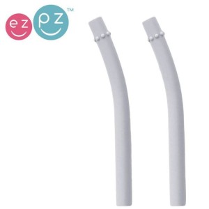 EZPZ Zestaw uzupełniających silikonowych słomek do kubeczka Mini Cup 2 szt. pastelowa szarość