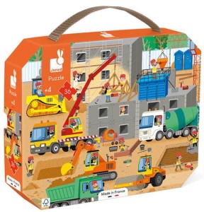 Puzzle w walizce Plac budowy 36 elementów 4+ Made in France, Janod