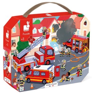 Puzzle w walizce Strażacy 24 elementy 3+ Made in France, Janod