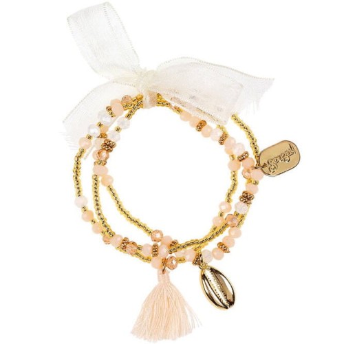 Souza! Potrójna bransoletka z chwostem biało-złoto-jasnoróżowa Evette 1.jpg