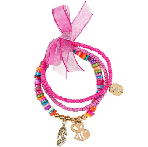 Souza! Potrójna bransoletka z koralików z pszczółką Sula różowa 1.jpg