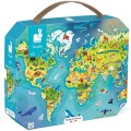 Janod Puzzle w walizce Mapa świata 100 elementów 6+ Made in France 1.jpg