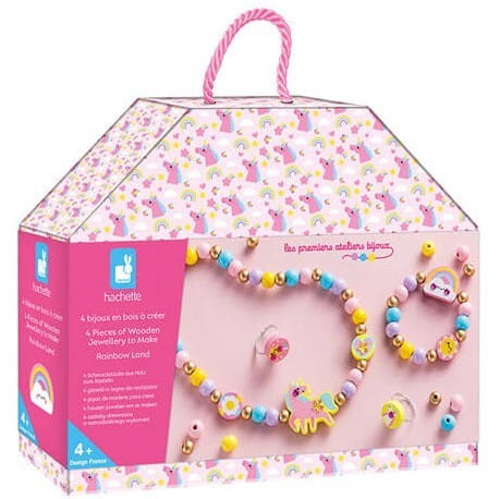 Janod Zestaw kreatywny do tworzenia biżuterii z drewna Tęczowa kraina 4+ 1.jpg