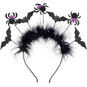 Souza! Opaska z futerkiem, nietoperzami i pająkami czarna Nanna