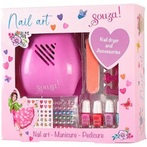 Souza! Zestaw lakierów i akcesoriów do paznokci dla dzieci z suszarką 10 el.