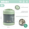 Beaba Pojemnik-termos obiadowy ze stali nierdzewnej z hermetycznym zamknięciem 300 ml Mineral grey Sage green 2.jpg