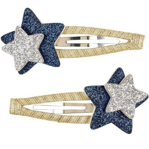 Souza! Spinki do włosów brokatowe granatowo-srebrne gwiazdki Maurine 2 szt.