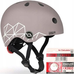 SCOOTANDRIDE Kask XXS-S dla dzieci 1-5 lat Brown lines + Bateria - 4happy